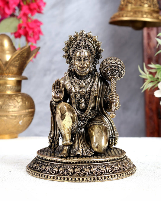 Brass superfine Hanuman 6 inch intricate - Budhshiv.com