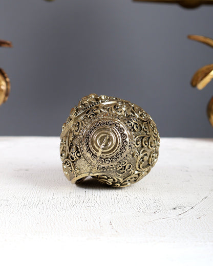 Brass Superfine Hanuman Design Shankh – Auspicious Vastu Sacred Conch Décor 4.25 Inch - Budhshiv.com