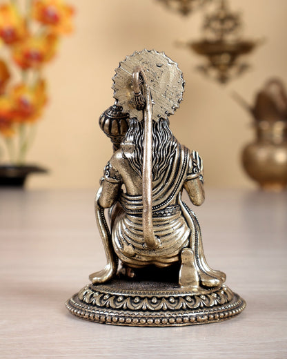 Brass Superfine Hanuman Ji Idol – 4 Inch Divine Bajrangbali Murti - Budhshiv.com