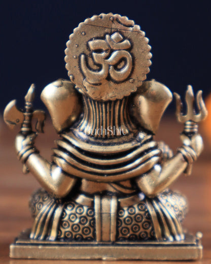 Brass Superfine Intricate Dagduseth Ganesha Idol – 2" - Budhshiv.com
