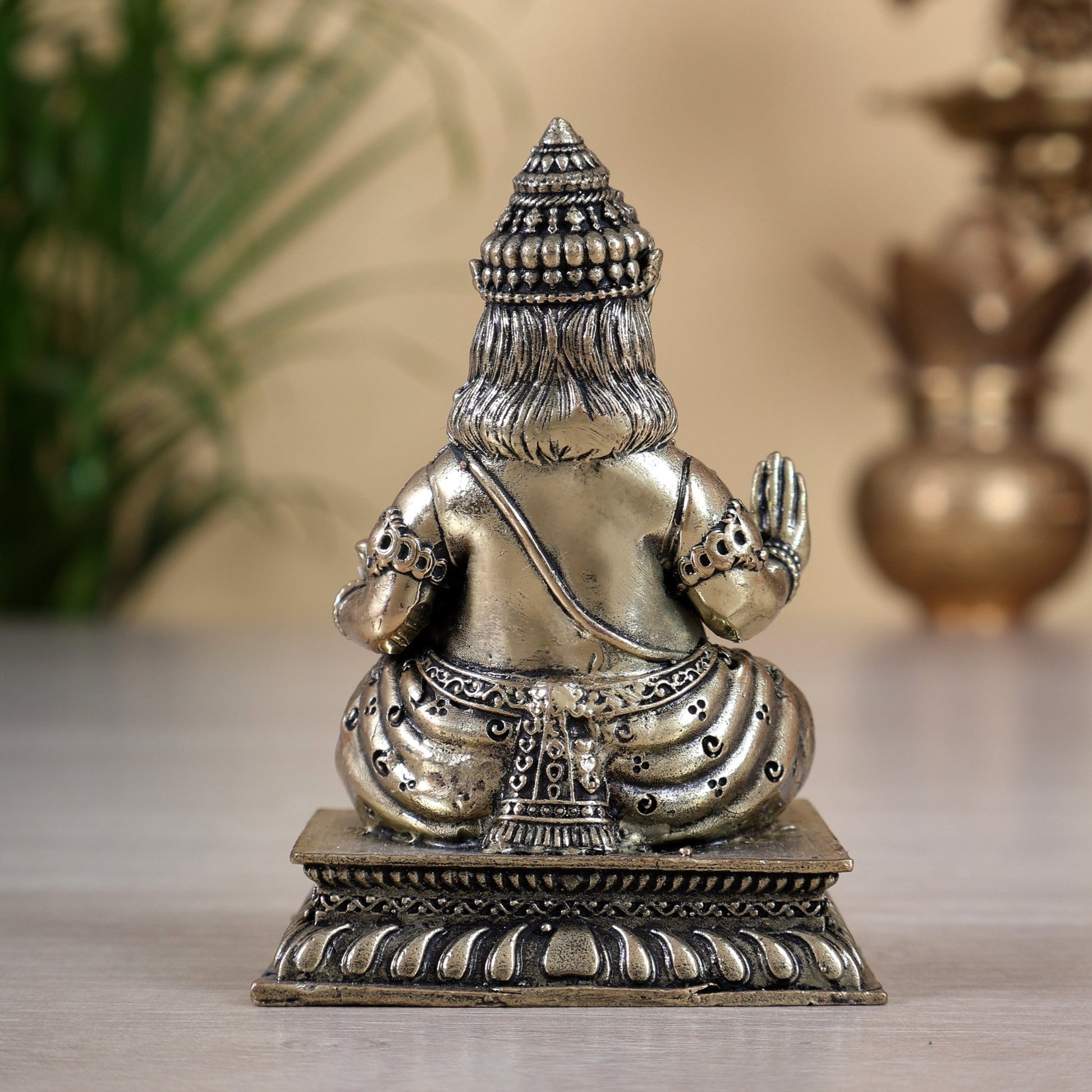 Brass Superfine Intricate Lord Kubera Idol 5" - Budhshiv.com