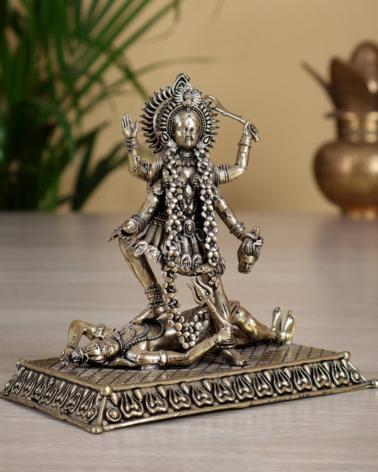 Brass Superfine Intricate Mahakali Idol | 4" - Budhshiv.com