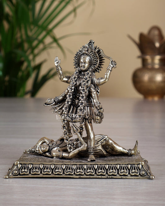 Brass Superfine Intricate Mahakali Idol | 4" - Budhshiv.com