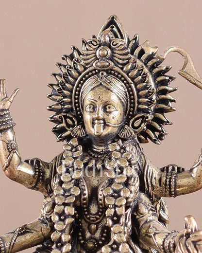 Brass Superfine Intricate Mahakali Idol | 4" - Budhshiv.com