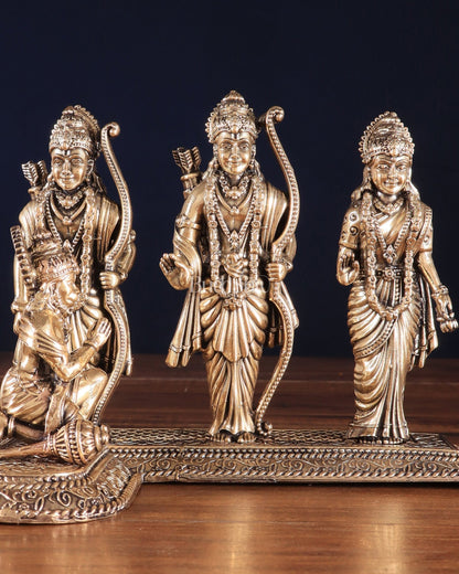 Brass Superfine Intricate Ram Darbar Idol – 6" x 7.5" x 5" | Handcrafted by Silver Artisans - Budhshiv.com