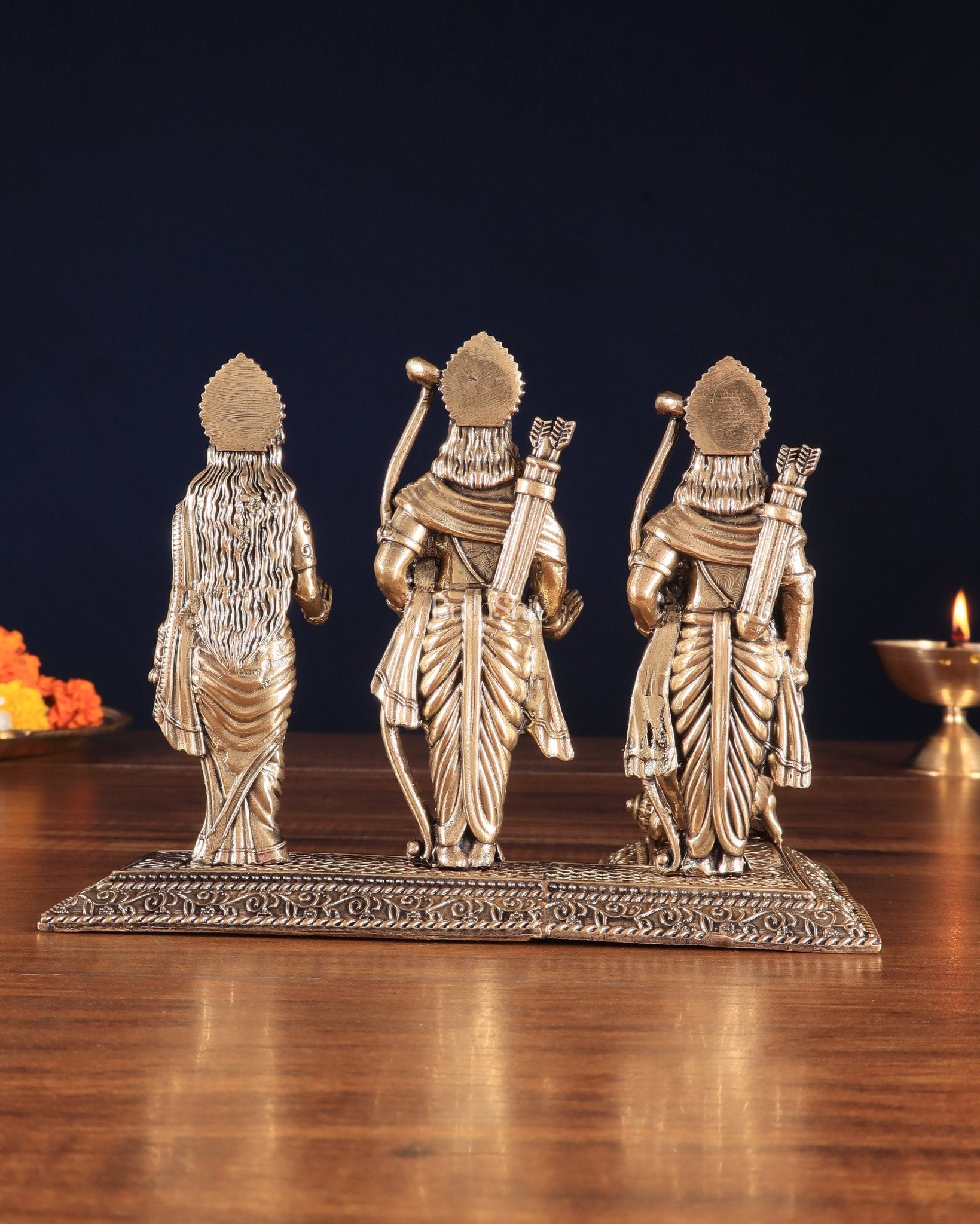 Brass Superfine Intricate Ram Darbar Idol – 6" x 7.5" x 5" | Handcrafted by Silver Artisans - Budhshiv.com