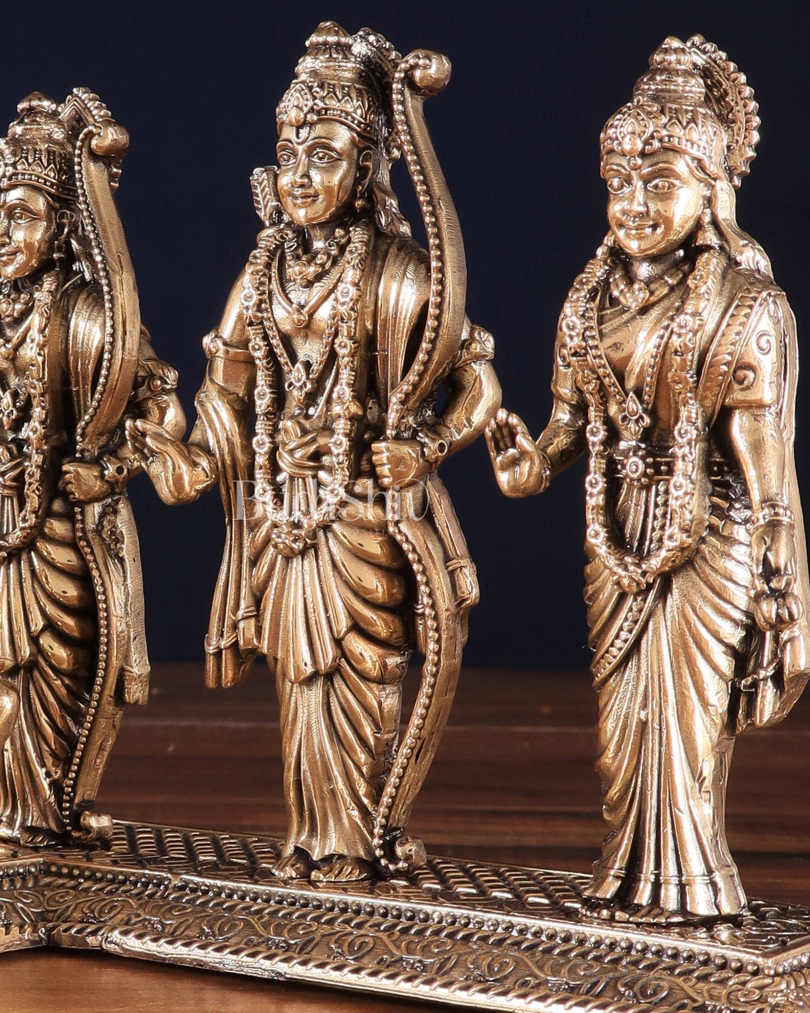 Brass Superfine Intricate Ram Darbar Idol – 6" x 7.5" x 5" | Handcrafted by Silver Artisans - Budhshiv.com