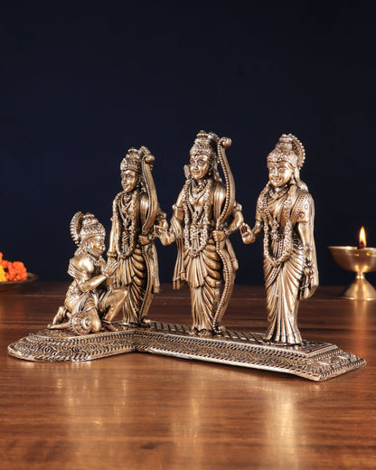 Brass Superfine Intricate Ram Darbar Idol – 6" x 7.5" x 5" | Handcrafted by Silver Artisans - Budhshiv.com