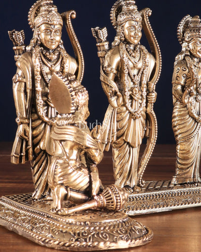 Brass Superfine Intricate Ram Darbar Idol – 6" x 7.5" x 5" | Handcrafted by Silver Artisans - Budhshiv.com