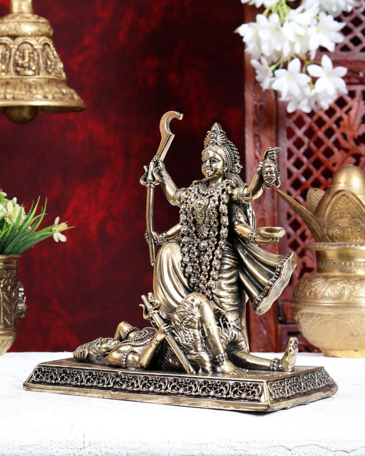 Brass Superfine Kali Maa Idol – Highly Detailed Divine Statue 8 inch - Budhshiv.com