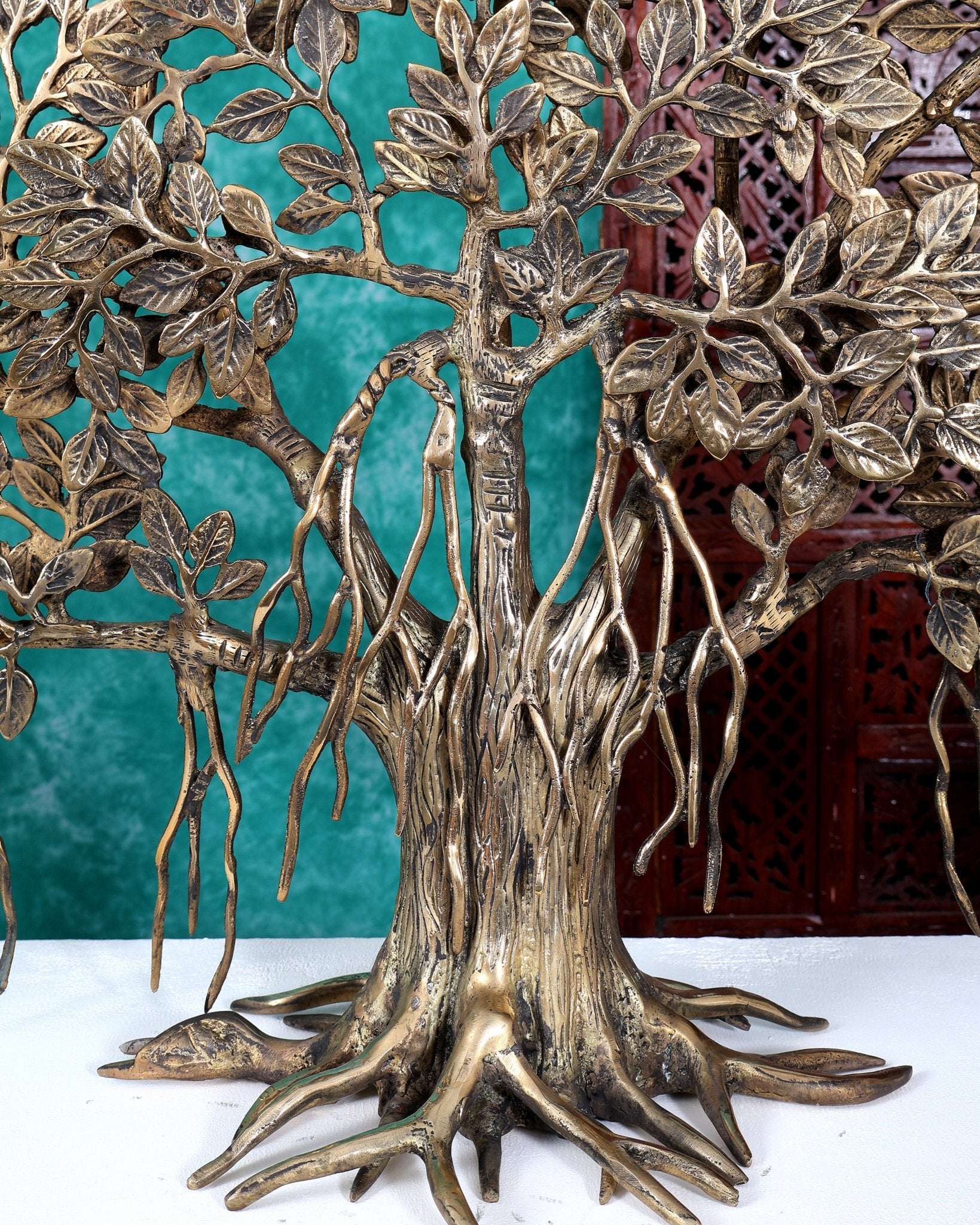 Brass Superfine Kalpavriksha Standing Tree 36 inch antique finish - Budhshiv.com