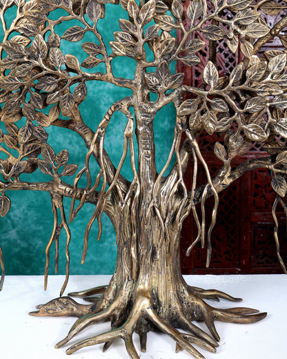 Brass Superfine Kalpavriksha Standing Tree 36 inch antique finish - Budhshiv.com