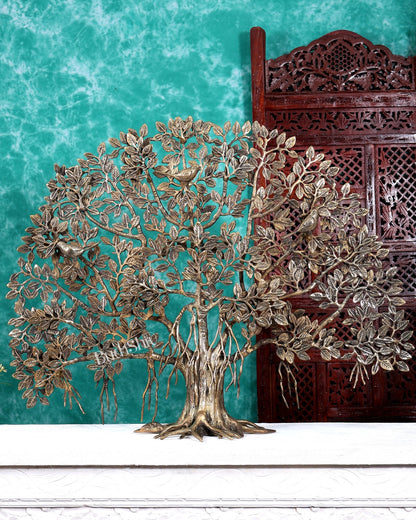 Brass Superfine Kalpavriksha Standing Tree 36 inch antique finish - Budhshiv.com