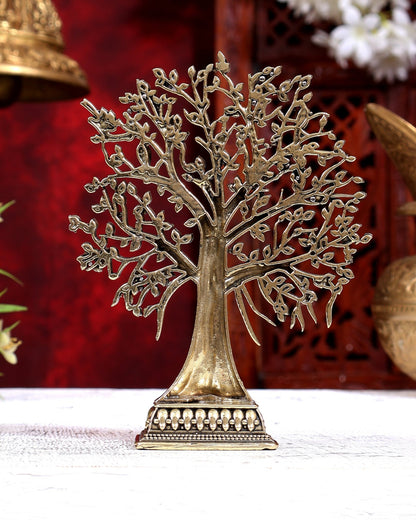 Brass Superfine Kalpavriksha Tree Idol | Intricate Wish-Fulfilling Tree 5.5 inch - Budhshiv.com