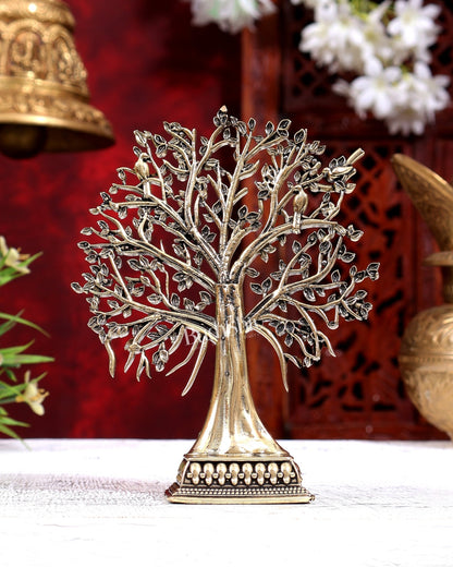 Brass Superfine Kalpavriksha Tree Idol | Intricate Wish-Fulfilling Tree 5.5 inch - Budhshiv.com