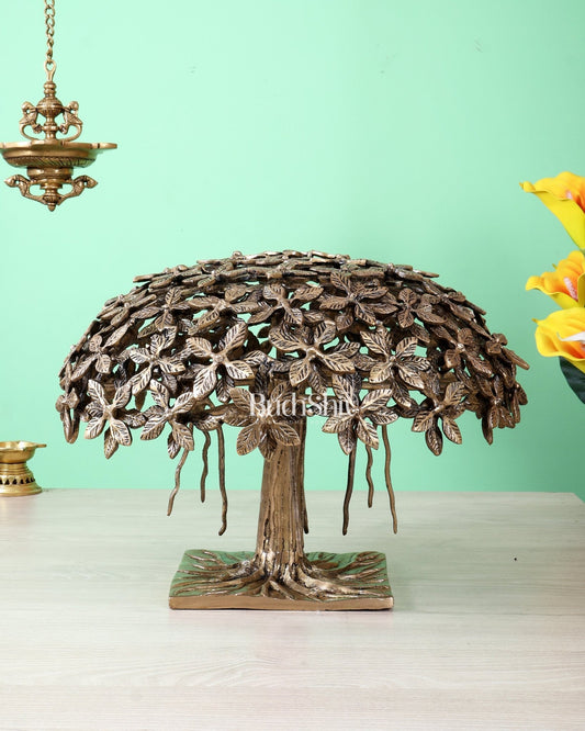 Brass Superfine Kalpavriksha Tree Table Top Sculpture – 12 Inch Sacred Wish - Fulfilling Tree - Budhshiv.com
