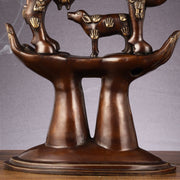 Brass Superfine Kamadhenu Cow with Calf Idol large 18" - Budhshiv.com