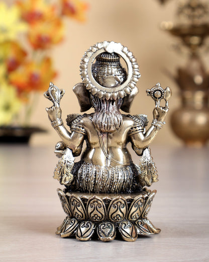 Brass superfine kamal ganesha Intricate idol 4 inch - Budhshiv.com