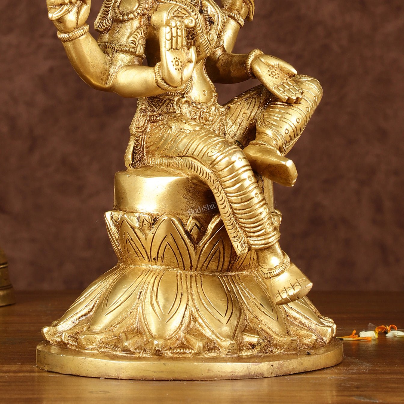 Brass Superfine Kamal Lakshmi Idol | Lotus Lakshmi Murti | Height: 10 inch - Budhshiv.com