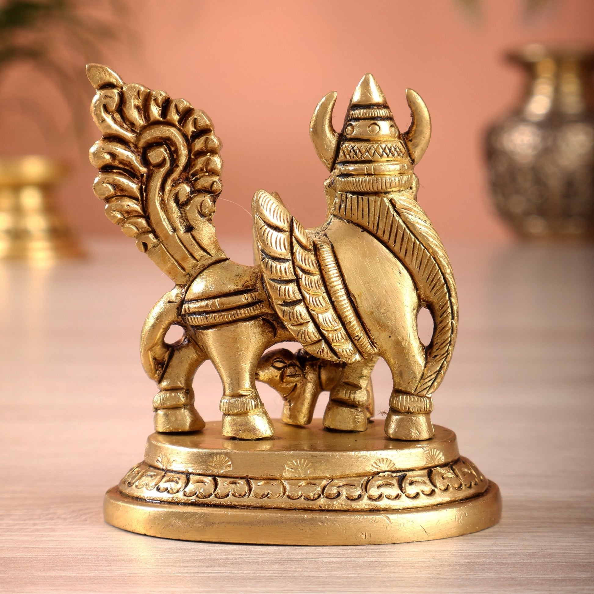 Brass Superfine Kamdhenu Cow Mini Idol (2.5 Inch, 170 gm) - Budhshiv.com