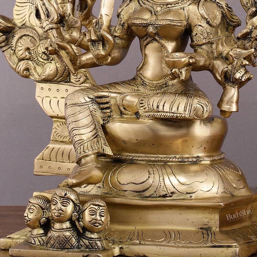 Brass Superfine Karmari Mariamman Statue with Prabhavali - 18" Height - Budhshiv.com