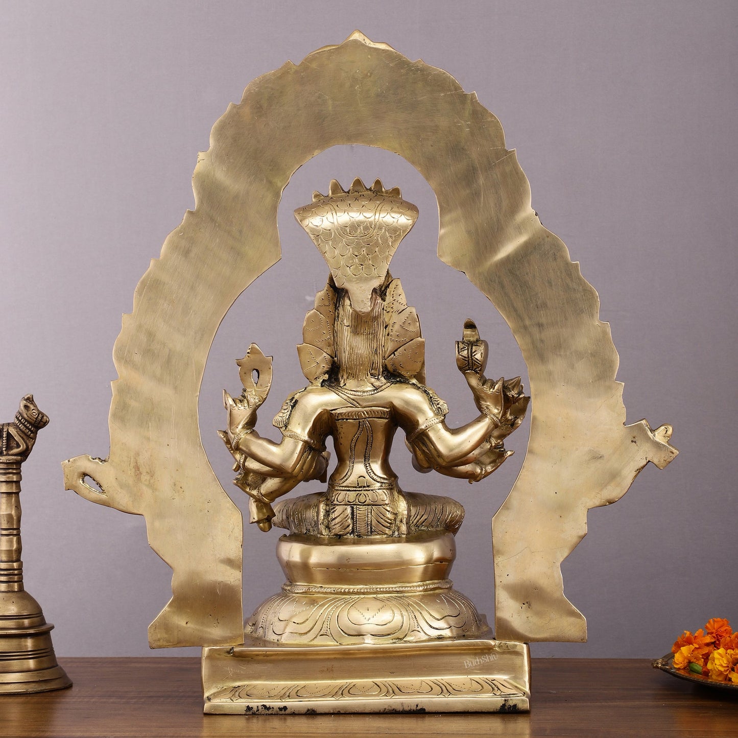 Brass Superfine Karmari Mariamman Statue with Prabhavali - 18" Height - Budhshiv.com