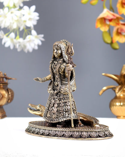 Brass Superfine Khodiyar Maa Idol – Sacred Hindu Goddess Murti for Home Temple (6.5 Inches) - Budhshiv.com