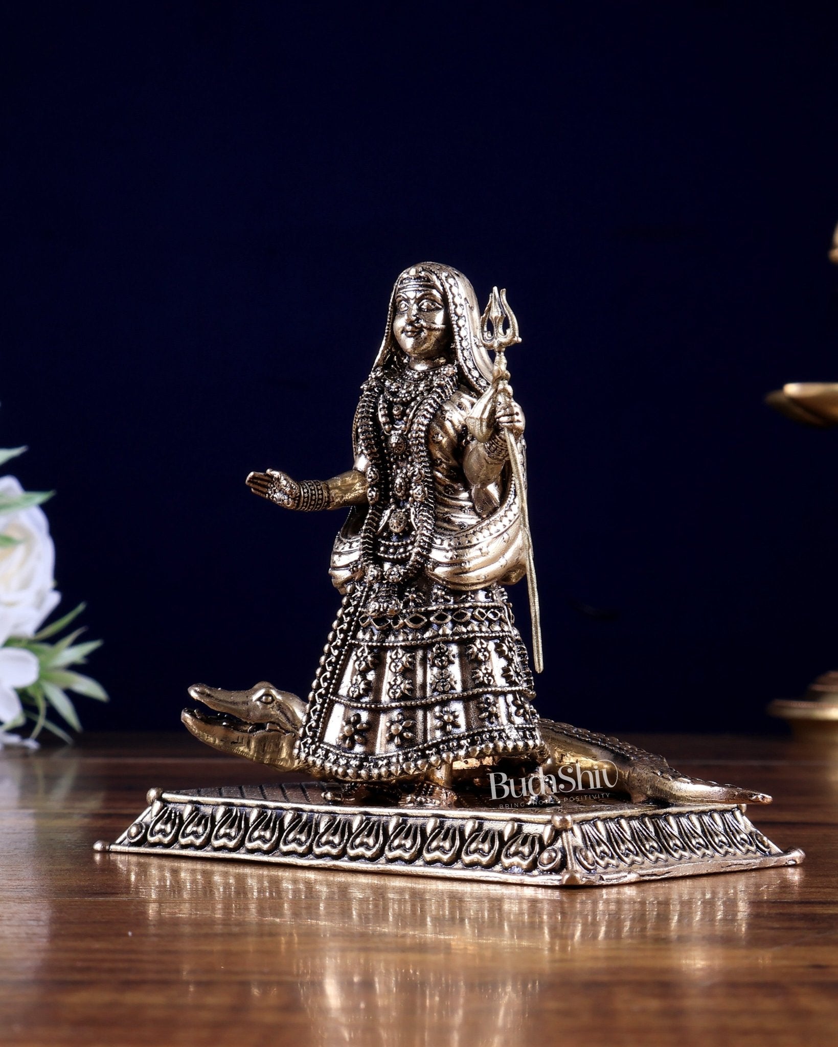 Brass Superfine Khodiyar Maa Idol – Sacred Hindu Goddess Murti for Home Temple - Budhshiv.com