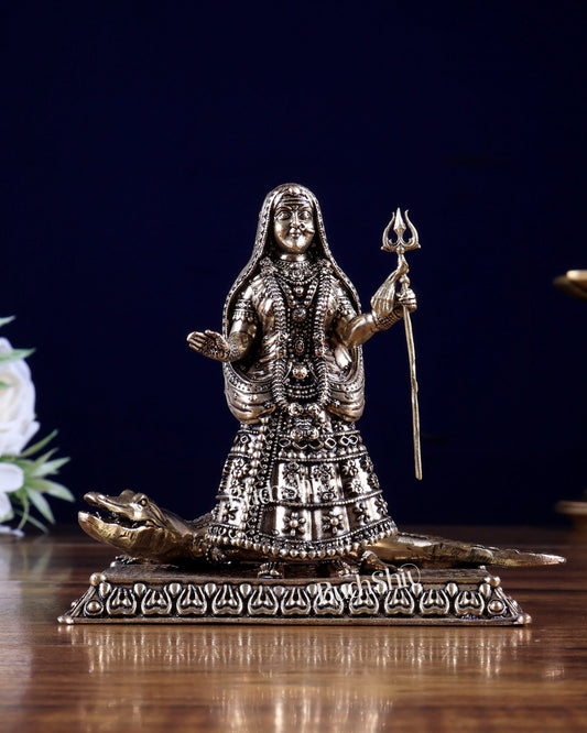 Brass Superfine Khodiyar Maa Idol – Sacred Hindu Goddess Murti for Home Temple - Budhshiv.com