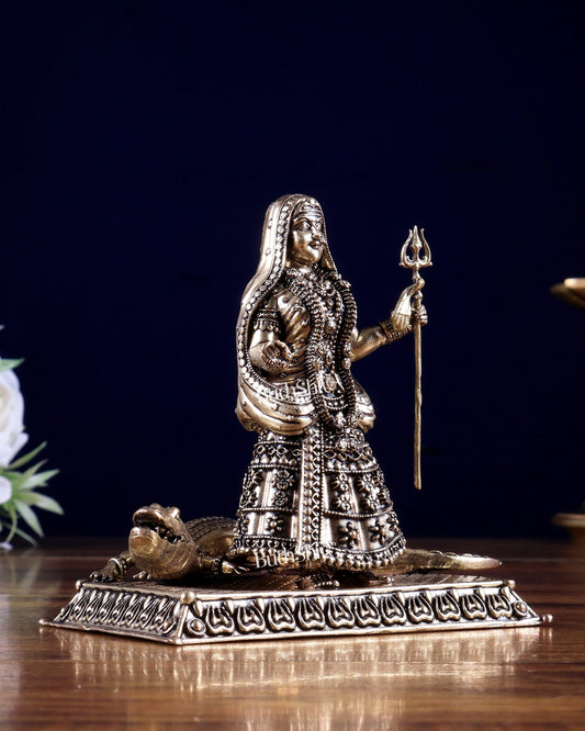 Brass Superfine Khodiyar Maa Idol – Sacred Hindu Goddess Murti for Home Temple - Budhshiv.com