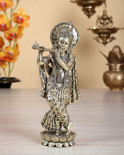 Brass Superfine Krishna Idol – 6" 15.5 cm Divine - Budhshiv.com