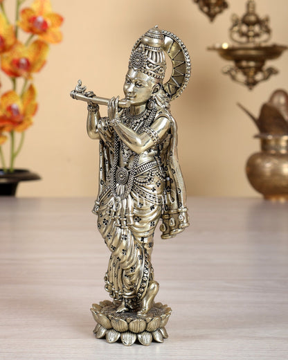 Brass Superfine Krishna Idol – 6" 15.5 cm Divine - Budhshiv.com