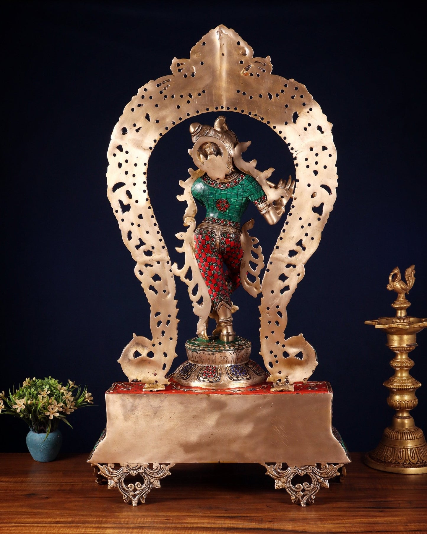 Brass Superfine Krishna large statue 31" - Budhshiv.com