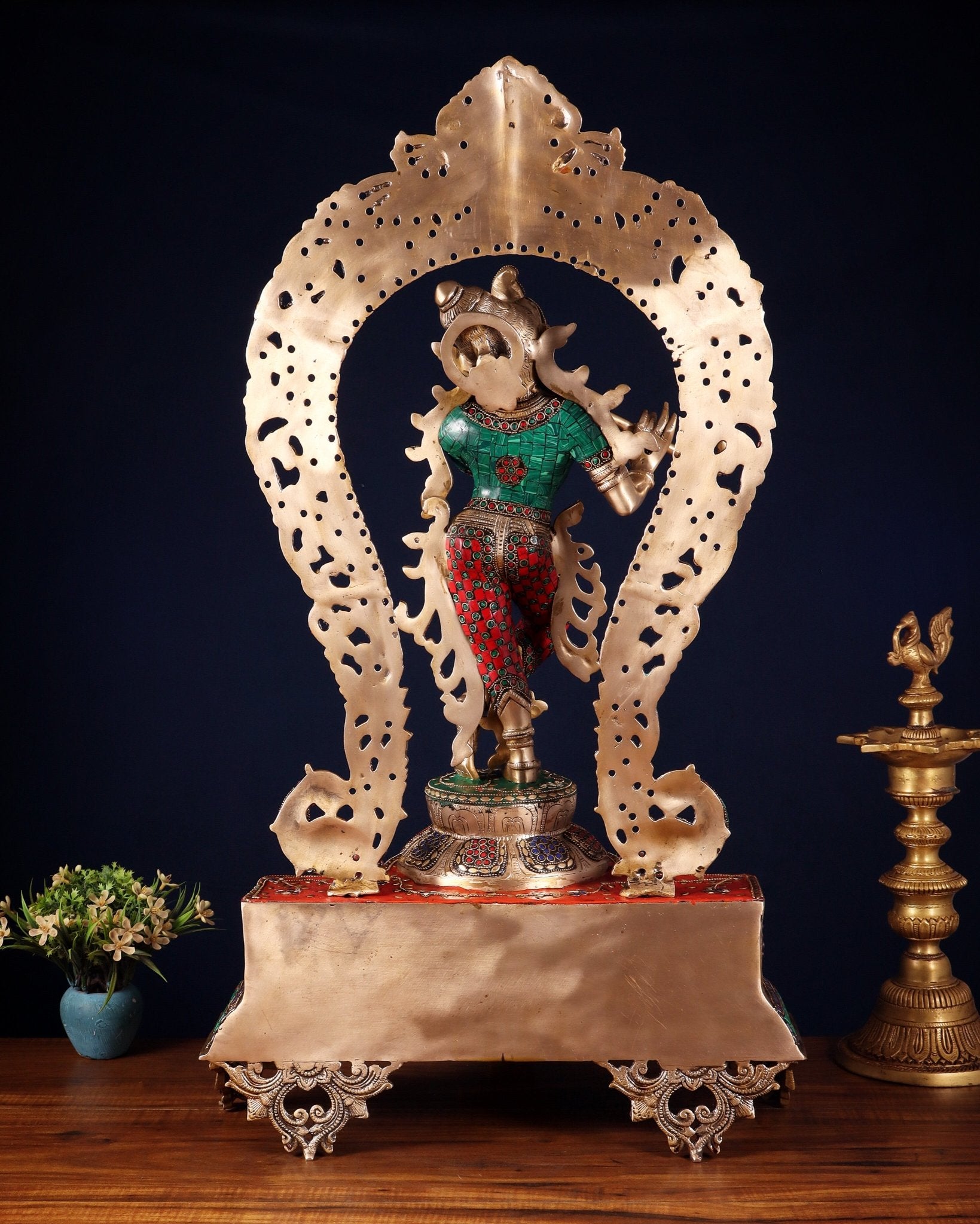 Brass Superfine Krishna large statue 31" - Budhshiv.com