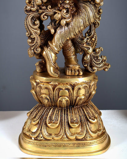 Brass Superfine Krishna Statue - 30" enhanced carvings - Budhshiv.com
