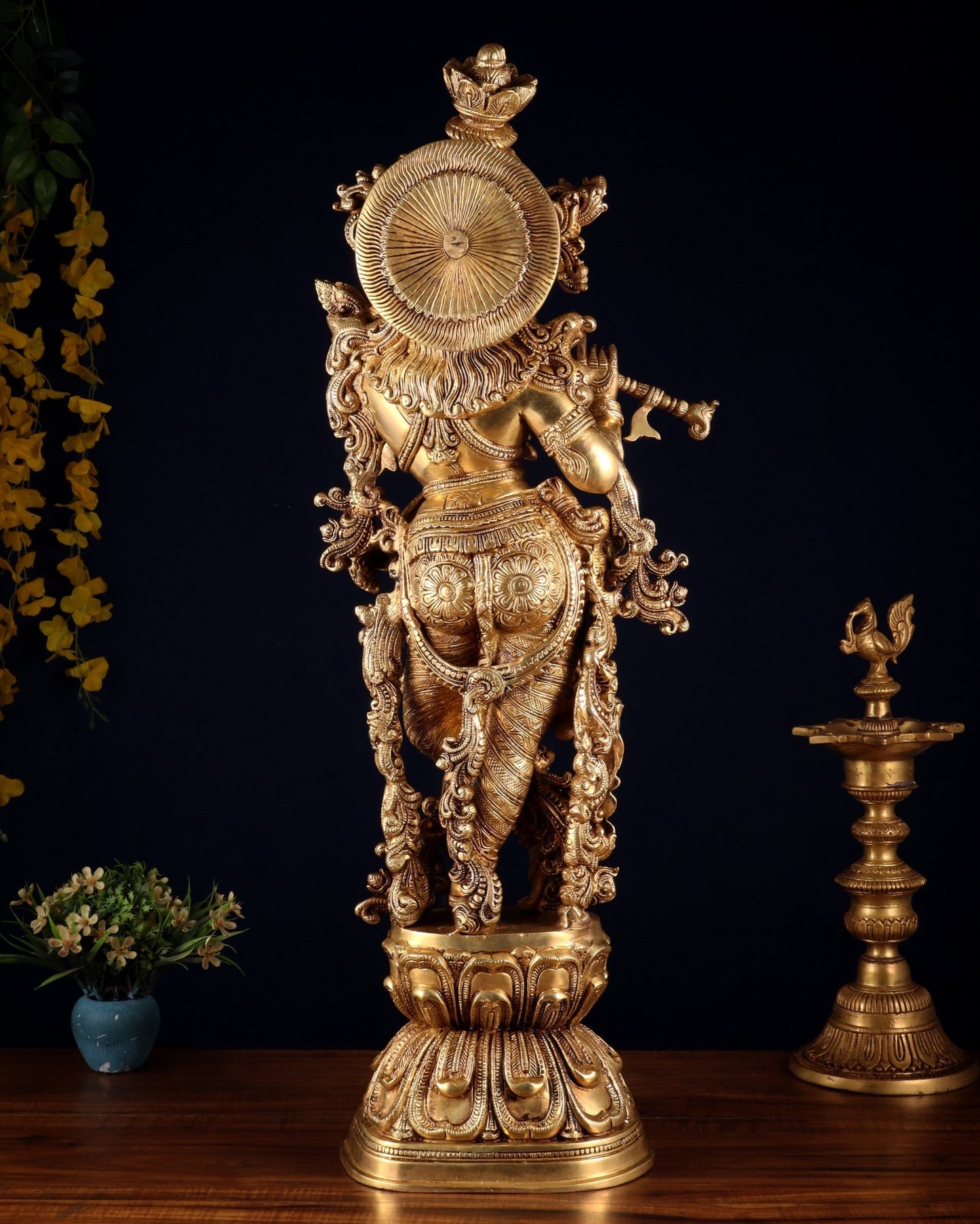 Brass Superfine Krishna Statue - 30" Original - Budhshiv.com