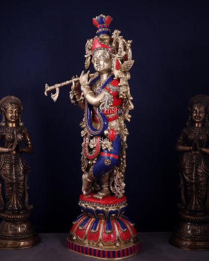 Brass Superfine Krishna Statue | Height 36 Inch/3 feet - Budhshiv.com