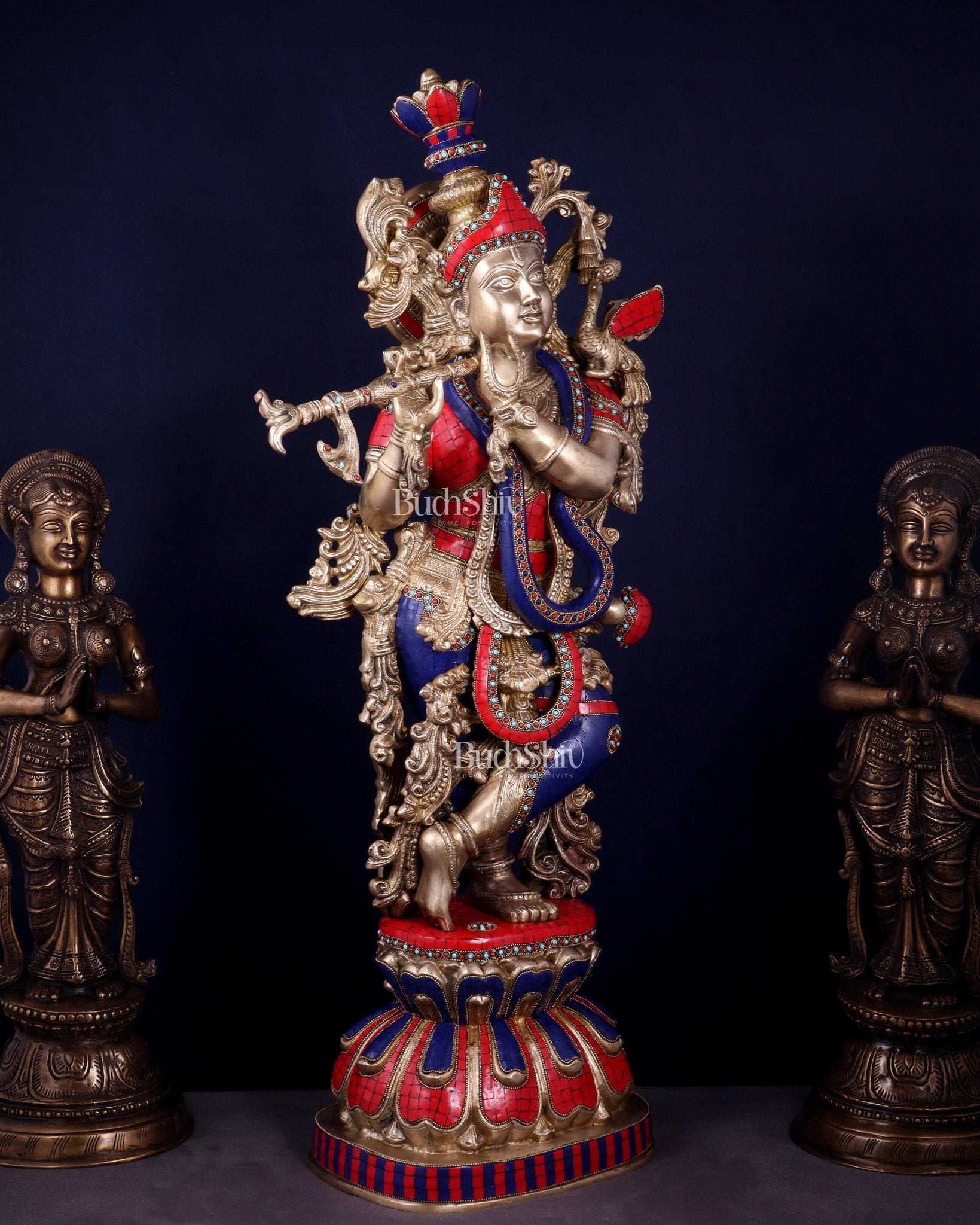 Brass Superfine Krishna Statue | Height 36 Inch/3 feet - Budhshiv.com