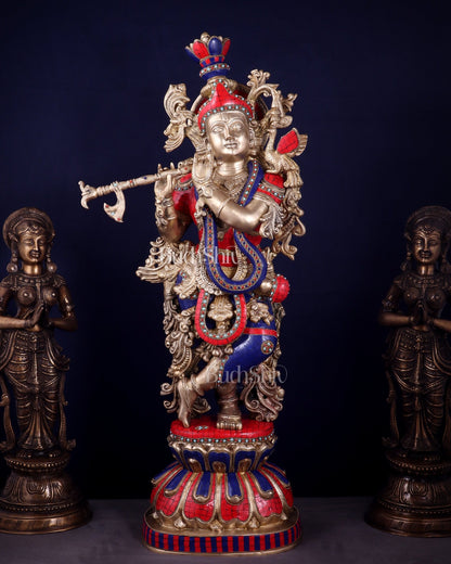 Brass Superfine Krishna Statue | Height 36 Inch/3 feet - Budhshiv.com