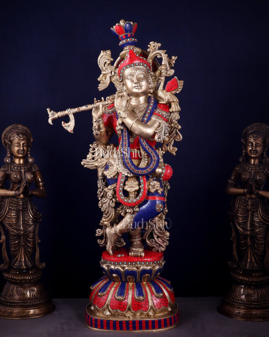 Brass Superfine Krishna Statue | Height 36 Inch/3 feet - Budhshiv.com