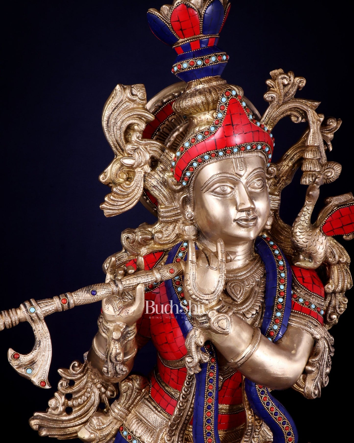 Brass Superfine Krishna Statue | Height 36 Inch/3 feet - Budhshiv.com