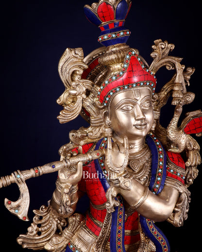 Brass Superfine Krishna Statue | Height 36 Inch/3 feet - Budhshiv.com