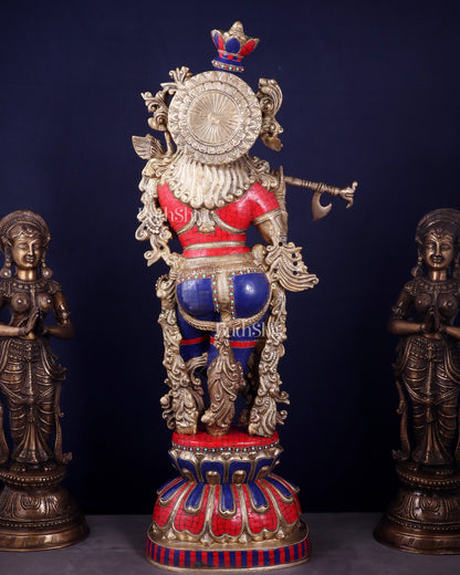 Brass Superfine Krishna Statue | Height 36 Inch/3 feet - Budhshiv.com