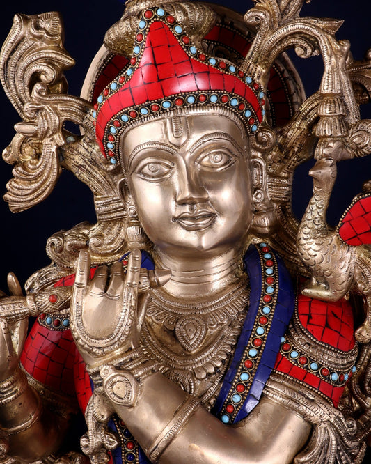 Brass Superfine Krishna Statue | Height 36 Inch/3 feet - Budhshiv.com