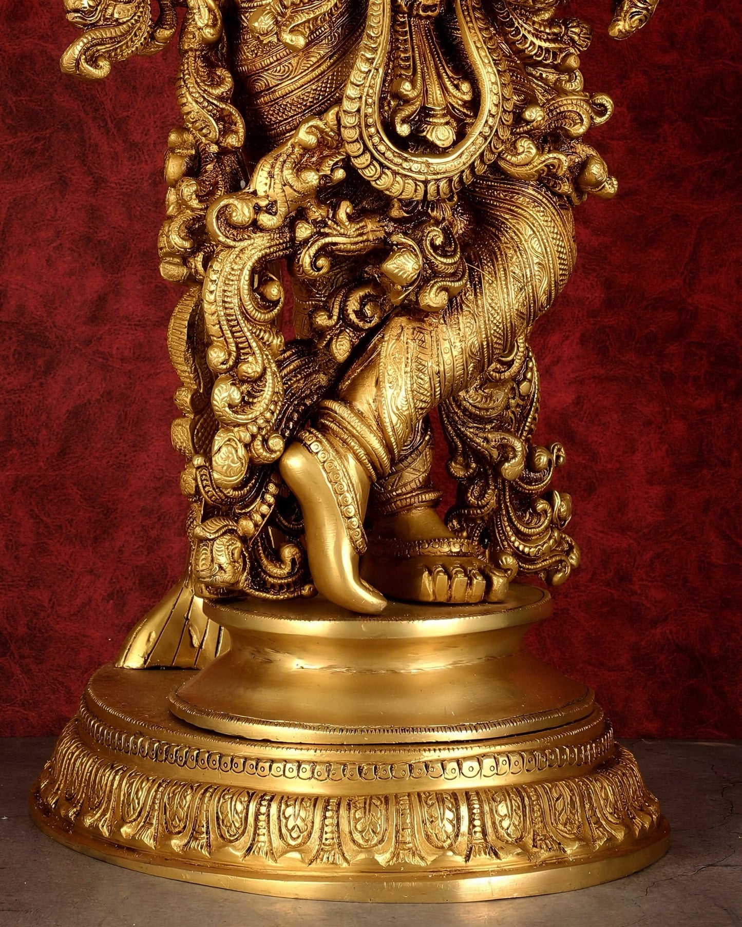 Brass Superfine Krishna under tree statue 35" - Budhshiv.com