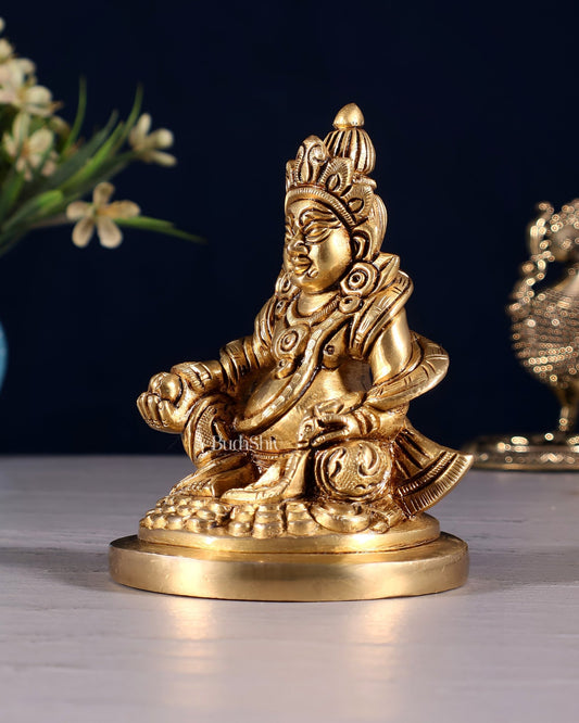Brass Superfine Kubera Idol 4" - Budhshiv.com