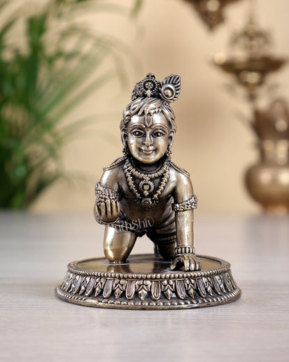 Brass Superfine Laddoo Gopal Idol 3 inch with base baby krishna - Budhshiv.com