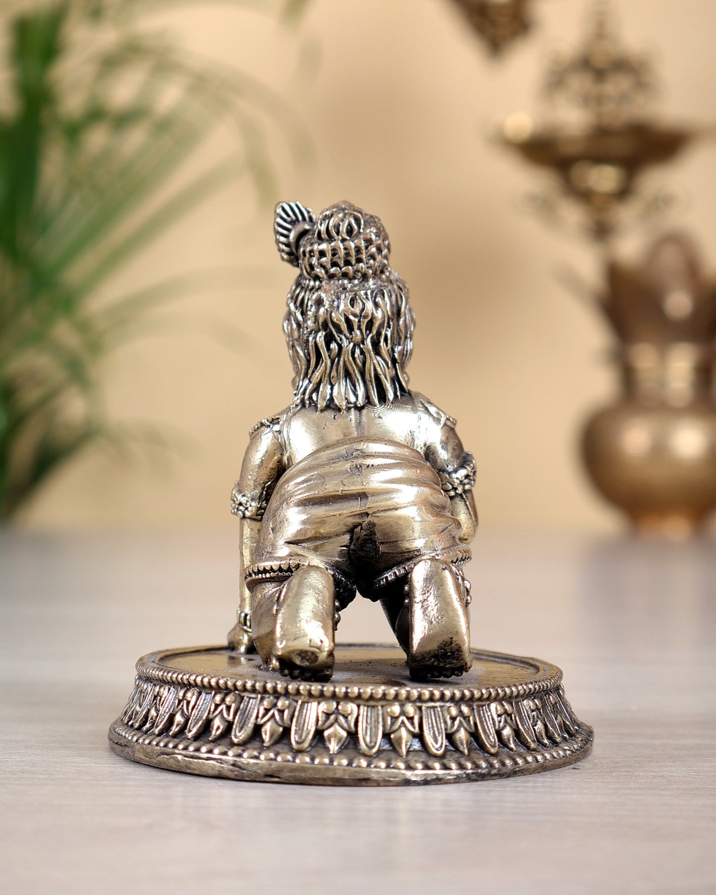 Brass Superfine Laddoo Gopal Idol 3 inch with base baby krishna - Budhshiv.com