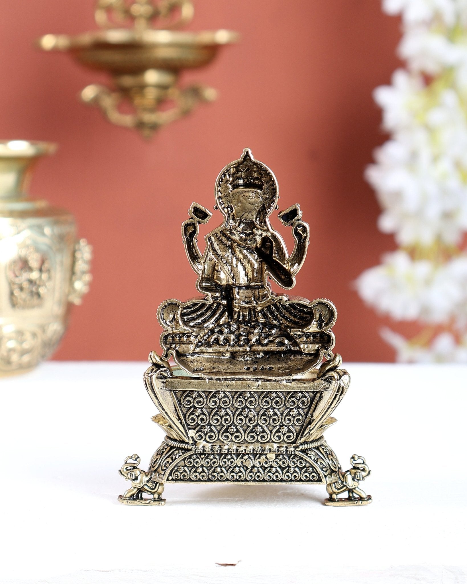 Brass Superfine Lakshmi Diya – Intricately Crafted 4.5" - Budhshiv.com
