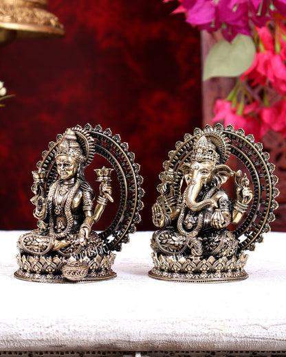 Brass Superfine Lakshmi Ganesha Idol Pair for Home & Pooja 4 inch - Budhshiv.com